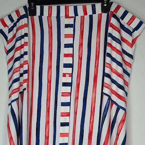 26W 28W Midi Crepe Skirt Red Blue Pockets Pull on - Picture 9 of 10